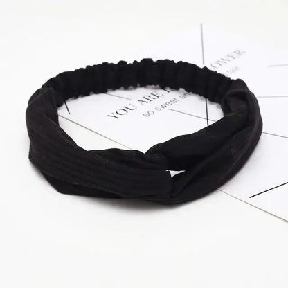 Unique Style Women's Soft Solid Print Headbands Vintage Cross Knot Elastic Hairbands Bandanas Girls Hair Bands Hair Accessories