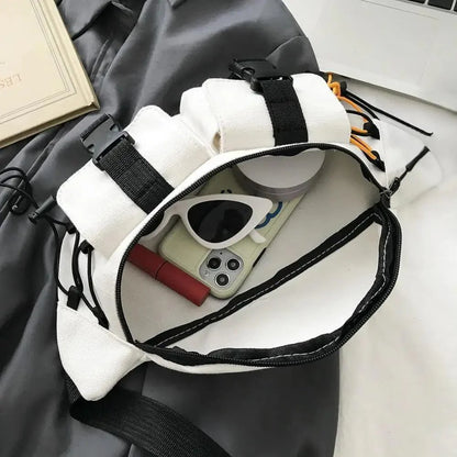 Unisex Casual Stylish Zipper Fanny Black Waist Bag Comfortable Travel Cross Body Bag Large Capacity Bags
