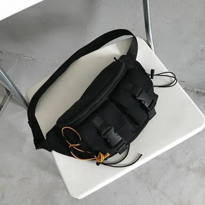 Unisex Casual Stylish Zipper Fanny Black Waist Bag Comfortable Travel Cross Body Bag Large Capacity Bags
