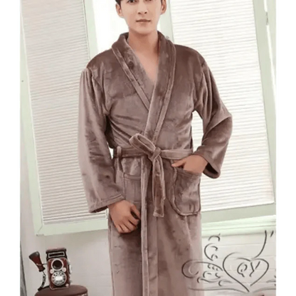Unisex Comfortable Fleece Soft Bathrobes Elegant Sleepwear For Men And Women Winter Indoor Warm Bathrobe