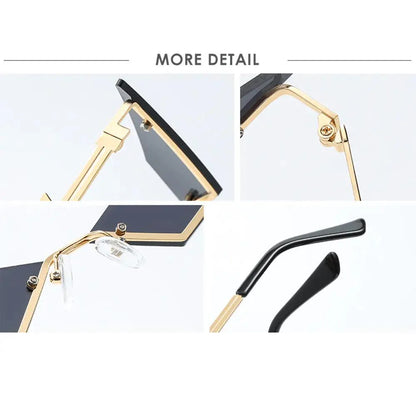 Unisex Elegant Diamond Shape Rimless Sunglasses Vintage Sun Glasses Cute Designs Excellent Gift For Summer