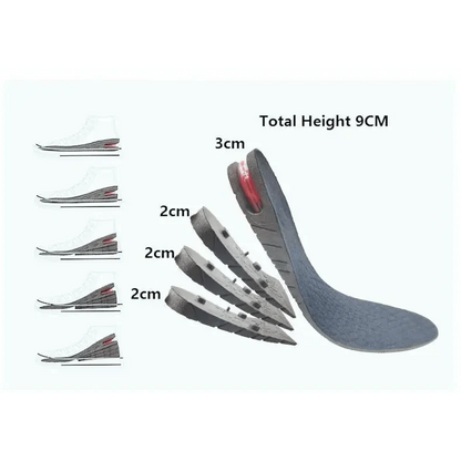 Unisex Height Increase Air Cushion 3-9cm Height Adjustable Cut Shoe Heel Insert Makes You Taller Foot Shoes Support