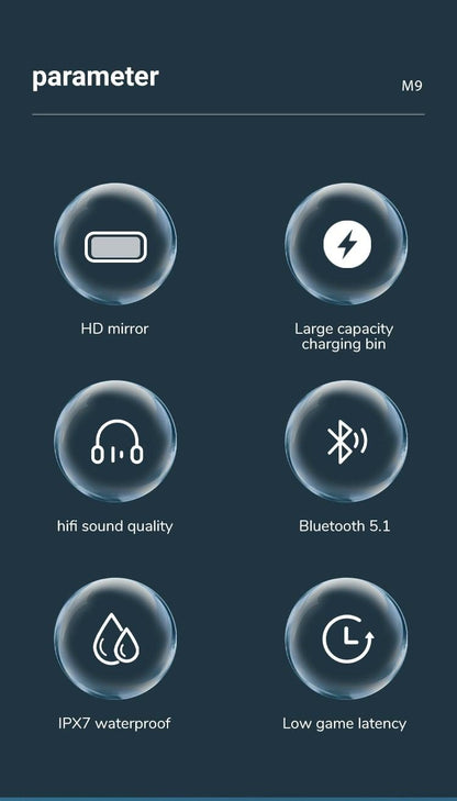 Unisex Lightweight Wireless Headphones Bluetooth 5.1 Headphones Waterproof Sport Earphone Headset Bluetooth Earpiece Sports Headphones Wireless Wearable Music Player Sweatproof Workout Portable Headphones LED Smart Screen Display Design
