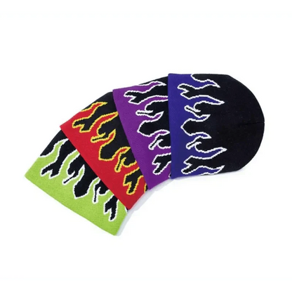 Unisex Modern Fire Design Soft Warm Beanies Comfortable Winter One Size Caps For Men And Women