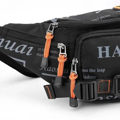 Unisex Stylish Multiple Pockets Fanny Pack Men Waist Packs Travel Adjustable Waist Band Outdoor Portable Modern Fanny Bag