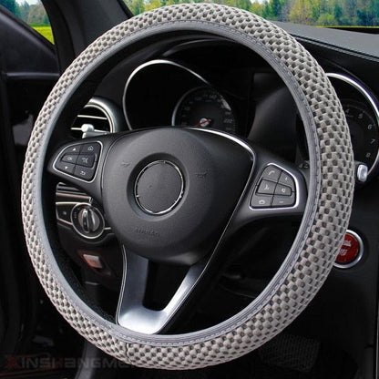 Universal Ice Silk Steering Wheel Cover Wear-resistant Anti-slip Car Accessories Microfiber Breathable Ice Silk Steering Wheel Cover Gear Handbrake Breathable Anti-Slip Warm  Steering Wheel Cover Winter Cool Summer Cover Interior