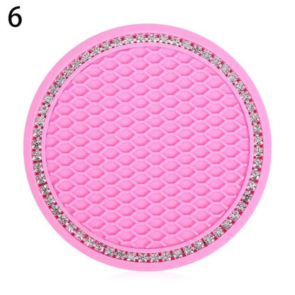 Universal Vehicle Bling Cup Holder Bling Glitter Acrylic Diamond Car Coaster PVC Travel Auto Cup Mats Insert Coaster Anti Slip Crystal Vehicle Bling Car Coasters Pink PVC Travel Auto Cup Holder Insert Coaster Anti Slip Crystal Vehicle Interior Accessories