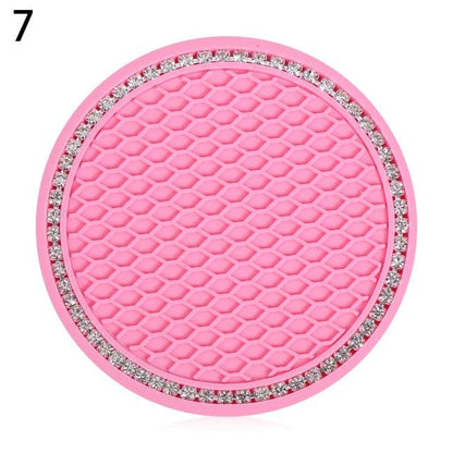 Universal Vehicle Bling Cup Holder Bling Glitter Acrylic Diamond Car Coaster PVC Travel Auto Cup Mats Insert Coaster Anti Slip Crystal Vehicle Bling Car Coasters Pink PVC Travel Auto Cup Holder Insert Coaster Anti Slip Crystal Vehicle Interior Accessories