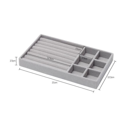 Upgrade Velvet Jewelry Storage Box Necklace Stackable Display Tray Bracelet Earring Organizers Handicrafts Drawer Box Grey Stackable Jewelry Inserts Compartments Velvet Display Storage Box for Necklace