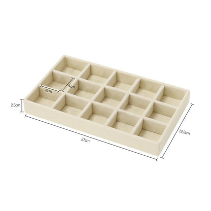 Upgrade Velvet Jewelry Storage Box Necklace Stackable Display Tray Bracelet Earring Organizers Handicrafts Drawer Box Grey Stackable Jewelry Inserts Compartments Velvet Display Storage Box for Necklace