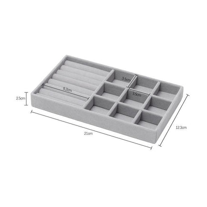 Upgrade Velvet Jewelry Storage Box Necklace Stackable Display Tray Bracelet Earring Organizers Handicrafts Drawer Box Grey Stackable Jewelry Inserts Compartments Velvet Display Storage Box for Necklace