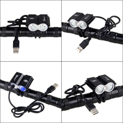 USB Waterproof Bike Light LED Front Bicycle Headlight Dual Lamps Super Bright LED Cycling Bike Light Front Headlight 4 Modes Bikelight Headlamp Rechargeable USB Led Lamp 8000LM