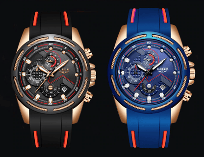 Men's Waterproof Modern Watch With Rubber Straps Multifunction Watches Unique Design Perfect Gift