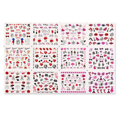 Valentines Heart Letter Flower Nail Stickers Sliders For Nails Water Decals Sticker Tips Manicure Decals for Nail Art Decoration Including Hearts Stars Letters Bowknot Leaves Flowers Plants Fruits Butterflies Nail Art Decoration