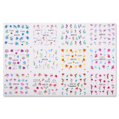 Valentines Heart Letter Flower Nail Stickers Sliders For Nails Water Decals Sticker Tips Manicure Decals for Nail Art Decoration Including Hearts Stars Letters Bowknot Leaves Flowers Plants Fruits Butterflies Nail Art Decoration