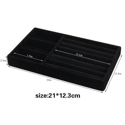 Velvet Jewelry Display Stackable Exquisite Jewelry Holder Portable Ring Earrings Necklace Organizer Box organizer Velvet Drawer Organizer Showcase Jewelry Storage for Bracelet Necklace Earring Ring