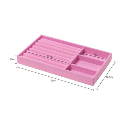 Velvet Jewelry Tray Handicraft Accessories Storage Ring Earring Necklace Finished Product Display Box Grey Beige Organizer Jewelry Storage Organizer Drawer Tray for Necklaces, Rings, Bracelets and Earrings