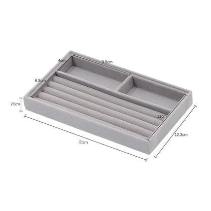 Velvet Jewelry Tray Handicraft Accessories Storage Ring Earring Necklace Finished Product Display Box Grey Beige Organizer Jewelry Storage Organizer Drawer Tray for Necklaces, Rings, Bracelets and Earrings
