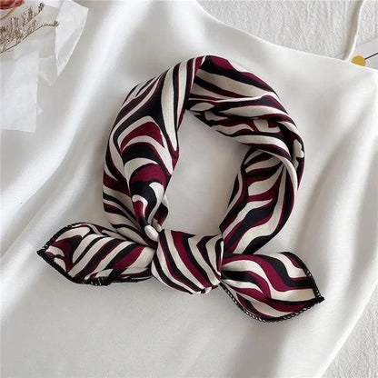 Versatile Square Silk Scarf For Women Fashionable Printed Small Neck Scarfs Office Lady Hair Band Foulard Hand For Female Bandana Shawl