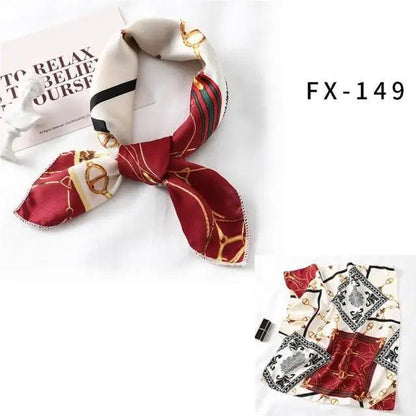 Versatile Square Silk Scarf For Women Fashionable Printed Small Neck Scarfs Office Lady Hair Band Foulard Hand For Female Bandana Shawl