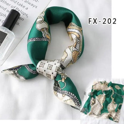 Versatile Square Silk Scarf For Women Fashionable Printed Small Neck Scarfs Office Lady Hair Band Foulard Hand For Female Bandana Shawl