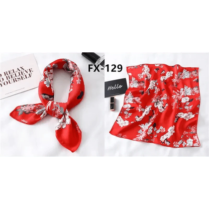 Versatile Square Silk Scarf For Women Fashionable Printed Small Neck Scarfs Office Lady Hair Band Foulard Hand For Female Bandana Shawl