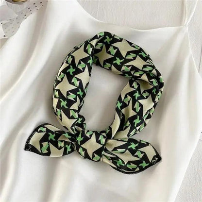 Versatile Square Silk Scarf For Women Fashionable Printed Small Neck Scarfs Office Lady Hair Band Foulard Hand For Female Bandana Shawl