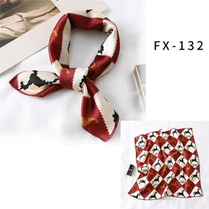 Versatile Square Silk Scarf For Women Fashionable Printed Small Neck Scarfs Office Lady Hair Band Foulard Hand For Female Bandana Shawl