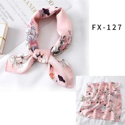 Versatile Square Silk Scarf For Women Fashionable Printed Small Neck Scarfs Office Lady Hair Band Foulard Hand For Female Bandana Shawl