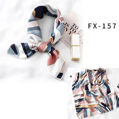 Versatile Square Silk Scarf For Women Fashionable Printed Small Neck Scarfs Office Lady Hair Band Foulard Hand For Female Bandana Shawl