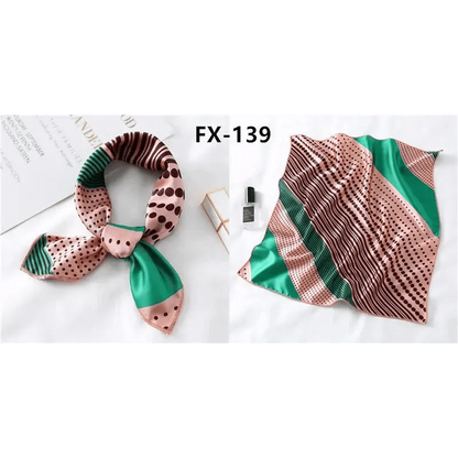 Versatile Square Silk Scarf For Women Fashionable Printed Small Neck Scarfs Office Lady Hair Band Foulard Hand For Female Bandana Shawl