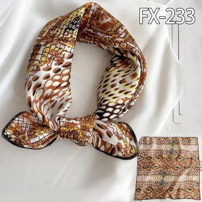 Versatile Square Silk Scarf For Women Fashionable Printed Small Neck Scarfs Office Lady Hair Band Foulard Hand For Female Bandana Shawl