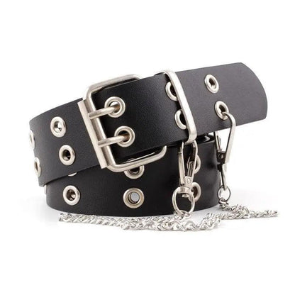 Vintage Adjustable Black Metal Waistband Buckle Leather Waistband For Jeans Trendy Women's Fashionable Design Waistbands 103cm