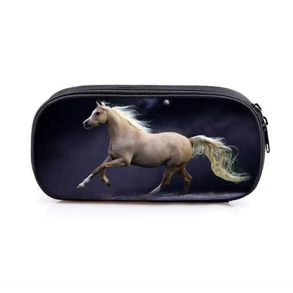 Vintage Cartoon Print Students Pencil Case Classic Theme Makeup Cosmetic Bags Elegant Stationery Pouch