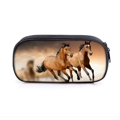 Vintage Cartoon Print Students Pencil Case Classic Theme Makeup Cosmetic Bags Elegant Stationery Pouch
