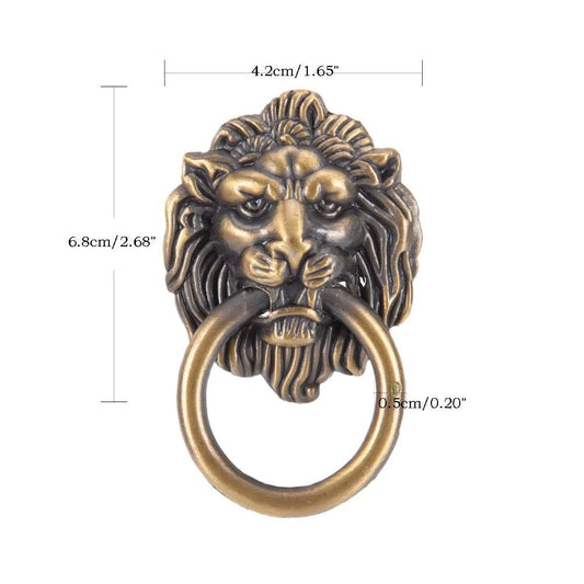 Vintage Lion Head Furniture Handle Lion Head With Ring Wardrobe Drawer Door Pull Retro Decoration Lion Head Pull Handle Knob Dresser