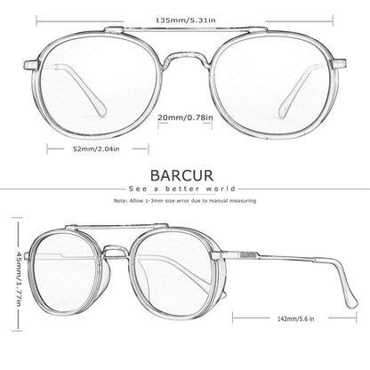 Vintage Round Retro BARCUR Design Round Sunglasses for Men Women Stevvex Sun Glasses Classic Eyewear Accessory Party Sunglasses Summer