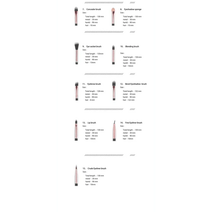 Vintage Style 5/10/15Pcs Makeup Brushes Set Powder Eye Shadow Foundation Blush Blending Make Up Brush Beauty Cosmetic Kit Tools