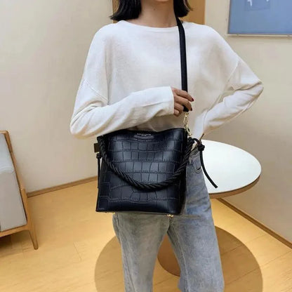 Vintage Style Fashionable Women's bucket bag Stone Pattern Shoulder Bag For Ladies Diagonal Female Bag