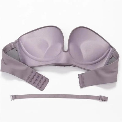 Vintage Style Front Closure Sexy Push Up Bra Women Invisible Bras Underwear Lingerie for Female Brassiere Strapless Seamless Bralette ABC Cup