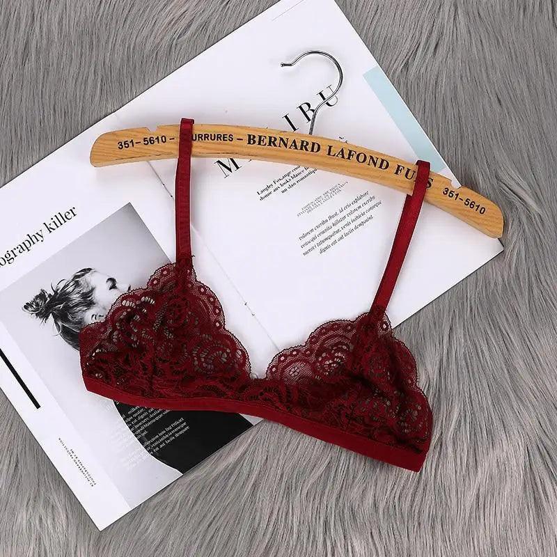 Vintage Style Women's Thin Bra Without Chest Pad Fashionable Sexy Lace Bra Back Buckle Tube Top Women's  Underwear Summer Clothes