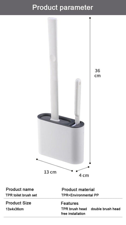 Wall Hanging Toilet Brush with Holder Set Silicone Bristles For Floor Bathroom Cleaning Toilet Brush And Holder Set Wall-Hanging Landing Toilet Bowl Brush Household Hotel Cleaner With Small Brush For Bathroom