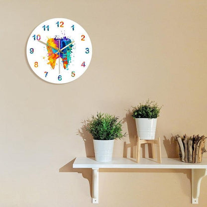 Water Color Tooth Painting Print Wall Clock Wall Clock for Living Room Wall Clock Medical Dental Clinic Wall Art Non Ticking Wall Watch Orthodontist Dentist Gift Clinic Wall Art Non Ticking Wall Watch Orthodontist Dentist