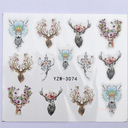 Water Decals Nail Tattoo Wolf Animal 3D Embossed Nail Sticker Flower Adhesive Manicure Slider Nail Art Tips Curve Graffiti Nail Design for Acrylic Nail Supplies Designer Nail Decorations for Women Girls Kids 3D Nail Art Stickers Decals