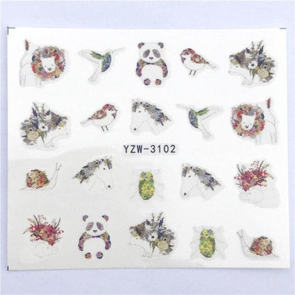 Water Decals Nail Tattoo Wolf Animal 3D Embossed Nail Sticker Flower Adhesive Manicure Slider Nail Art Tips Curve Graffiti Nail Design for Acrylic Nail Supplies Designer Nail Decorations for Women Girls Kids 3D Nail Art Stickers Decals