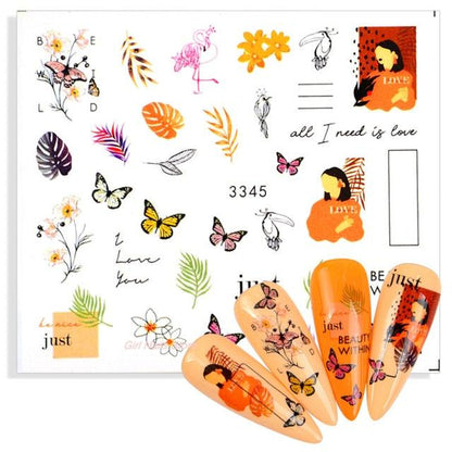 Water Decals Nail Tattoo Wolf Animal 3D Embossed Nail Sticker Flower Adhesive Manicure Slider Nail Art Tips Curve Graffiti Nail Design for Acrylic Nail Supplies Designer Nail Decorations for Women Girls Kids 3D Nail Art Stickers Decals