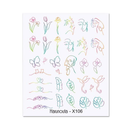 Water Nail Stickers Women Face Sketch Abstract Butterfly Image Sexy Girl Nail Art Decor Sliders Manicures For Nails Decoration Decal Self-Adhesive 3D Wave Design Decoration for Women Girls Tape Nail Art Stickers Decal Decoration