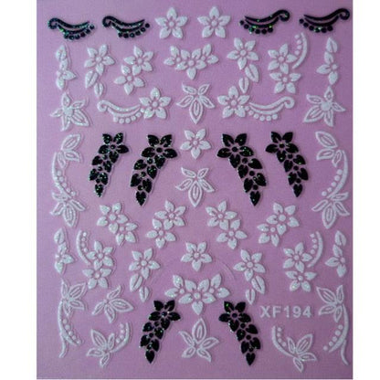 Waterproof Water Transfer Nails Art Sticker Fashion 3D Flower Design Girl And Women Manicure Tools Nail Decoration Decals Decorations Luxurious Nail Art Decoration White Feather Lace Flower Leaf Carving Design Exquisite Pattern Nail Art Supplies