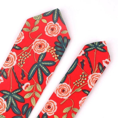 Wedding Men Floral Tie Skinny Cotton Casual Neck Tie Elegant Neckties Flower Print Fashionable Design
