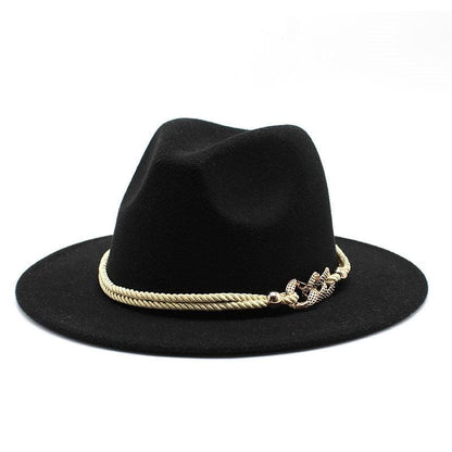 White Elegant Wide Brim Simple Hat Summer Women Lady Retro Wide Brim Hat Charming Fedora Hat Solid Color Fedoras Hat With Chain Men Women Cotton Comfortable Jazz Cap 56-58cm
